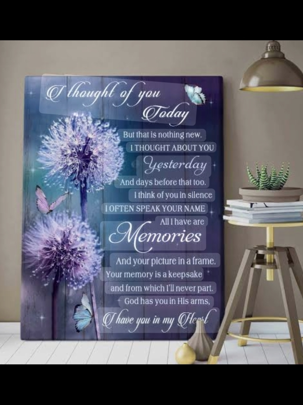 Thought of You Today Wall Art - Purple Blue Dandelion Print